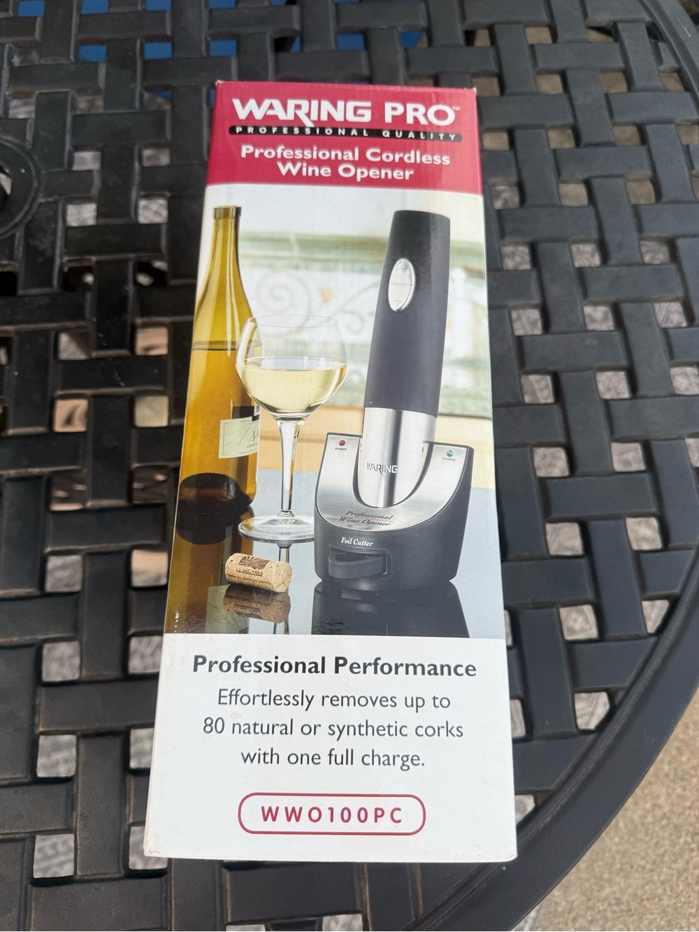 Waring Pro Professional Cordless Wine Opener WWO100PC Rechargeable
